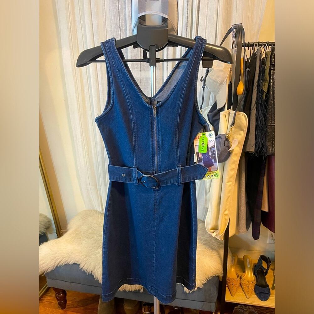 Rewash Denim Belted Mini Dress